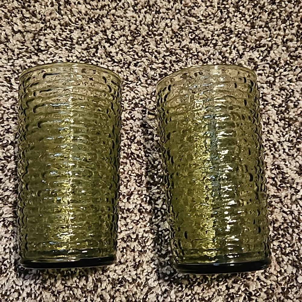 Soreno Avocado Green by Anchor Hocking. Highball Glass. Set of 2